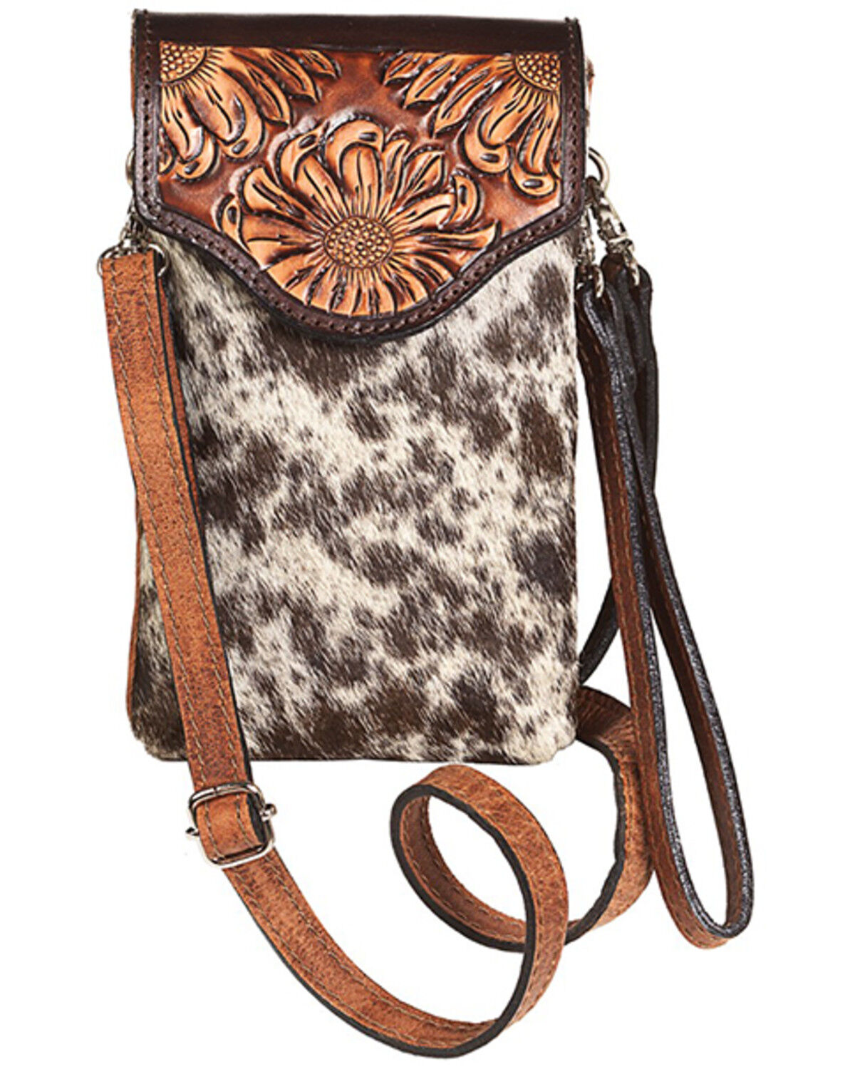 Image #1 - Angel Ranch Women's Spotted Calf Hair Cell Phone Holder, Multi, hi-res