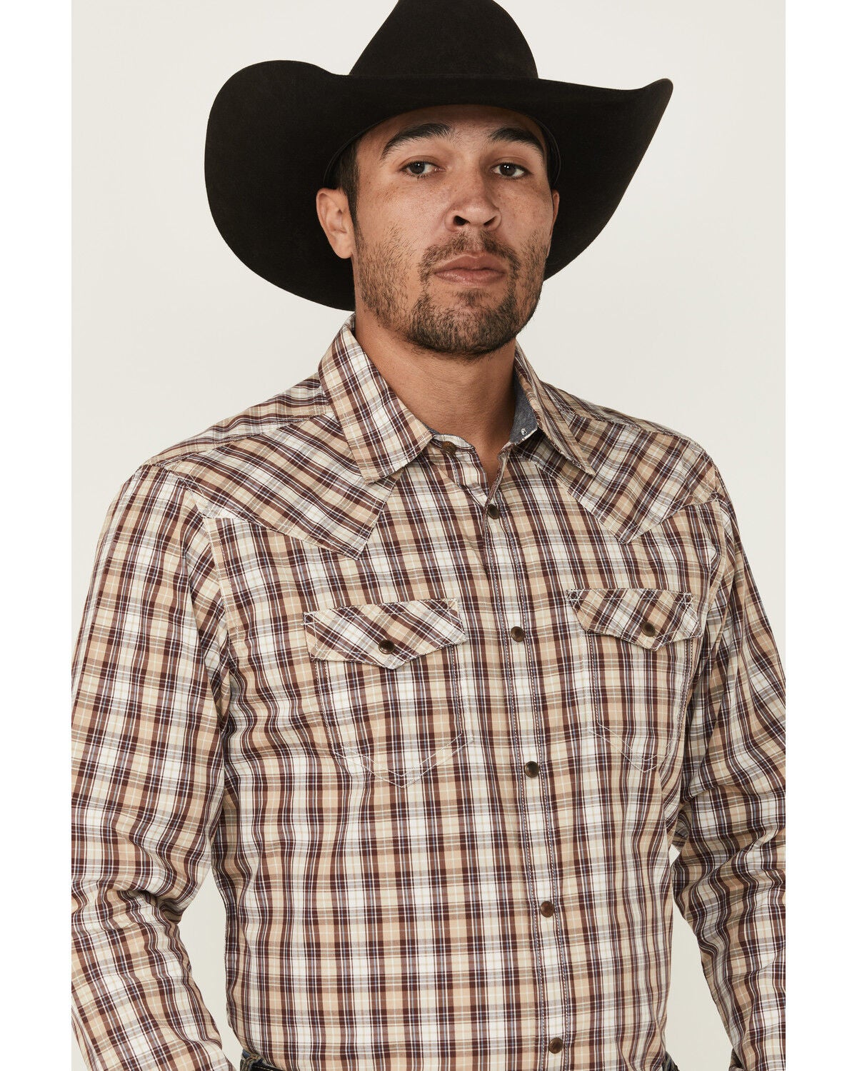 Image #2 - Cody James Men's Bradford Plaid Print Long Sleeve Snap Western Shirt, Burgundy, hi-res