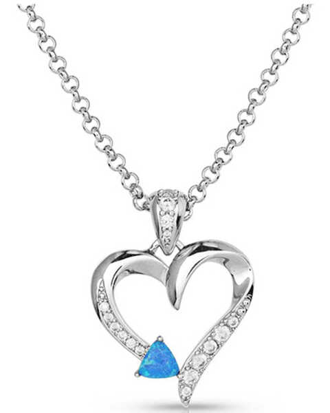 Image #1 - Montana Silversmiths Women's Love Everlasting Opal Crystal Necklace , Silver, hi-res