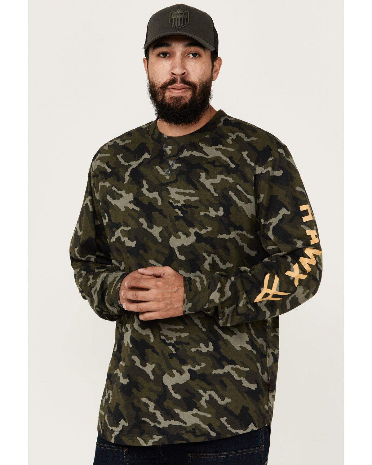 Image #2 - Hawx Men's Camo Print Long Sleeve Logo T-Shirt, Camouflage, hi-res