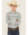 Image #1 - Ariat Boys' Southwestern Print Long Sleeve Button-Down Western Shirt, Teal, hi-res