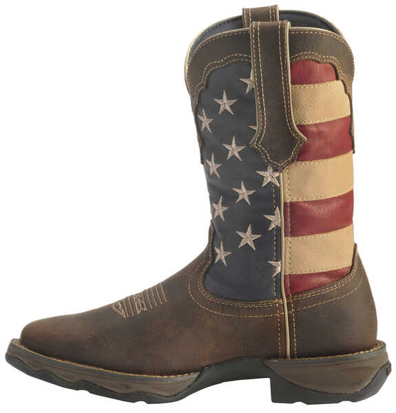 Durango Lady Rebel American Flag Western Performance Boots - Broad Square Toe, Brown, hi-res