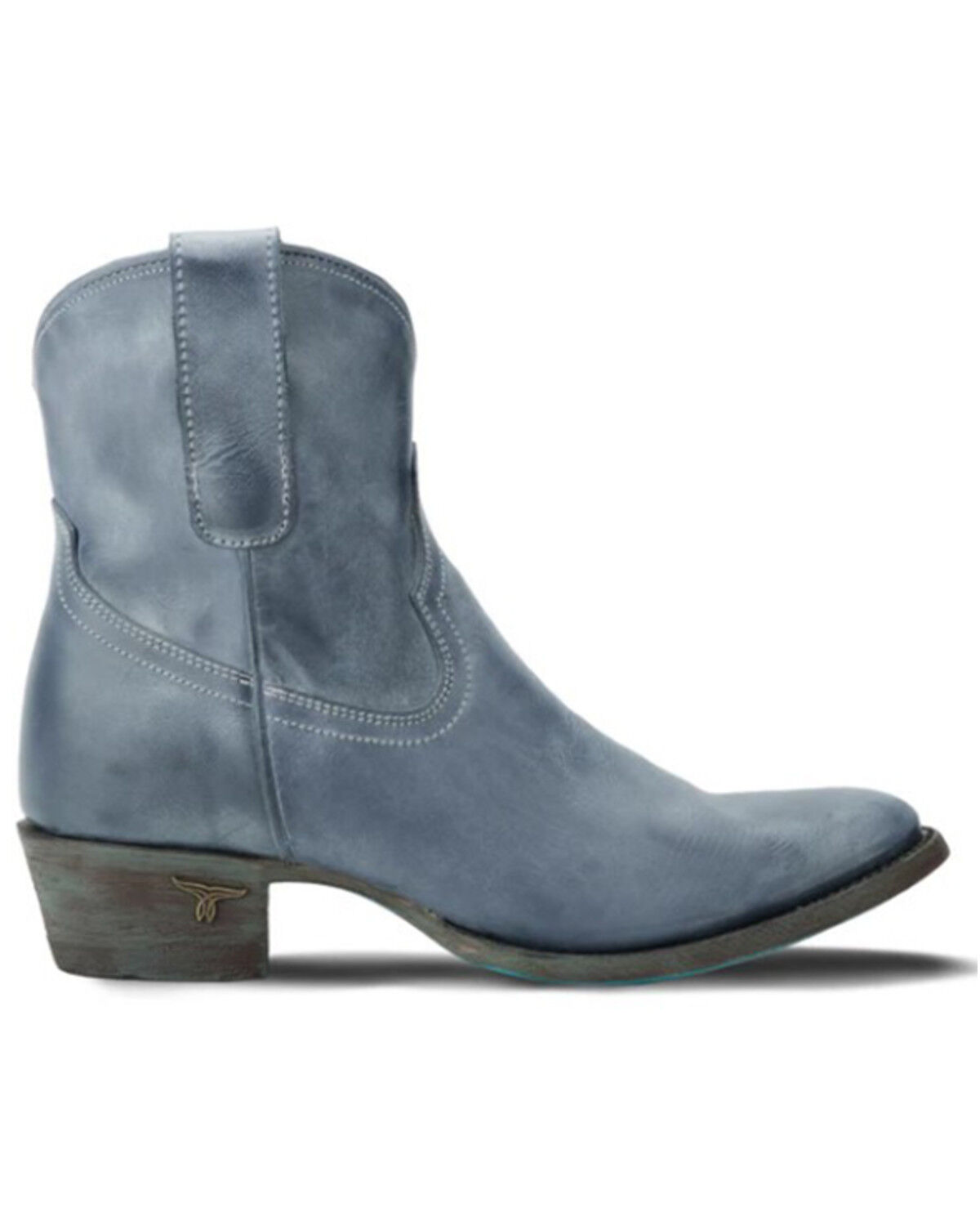 Image #2 - Lane Women's Plain Jane Western Booties - Round Toe, Blue, hi-res