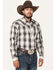 Image #2 - Stetson Men's Plaid Print Long Sleeve Snap Western Shirt, Grey, hi-res