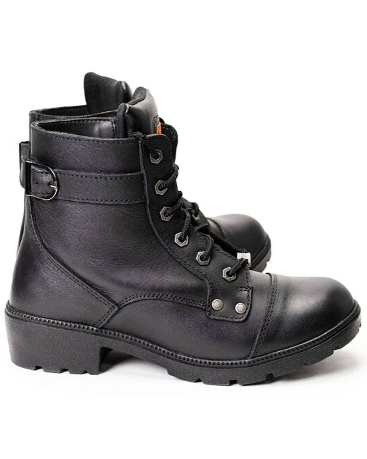 Image #2 - Milwaukee Leather Women's Front Lace Motorcycle Boots - Round Toe, Black, hi-res