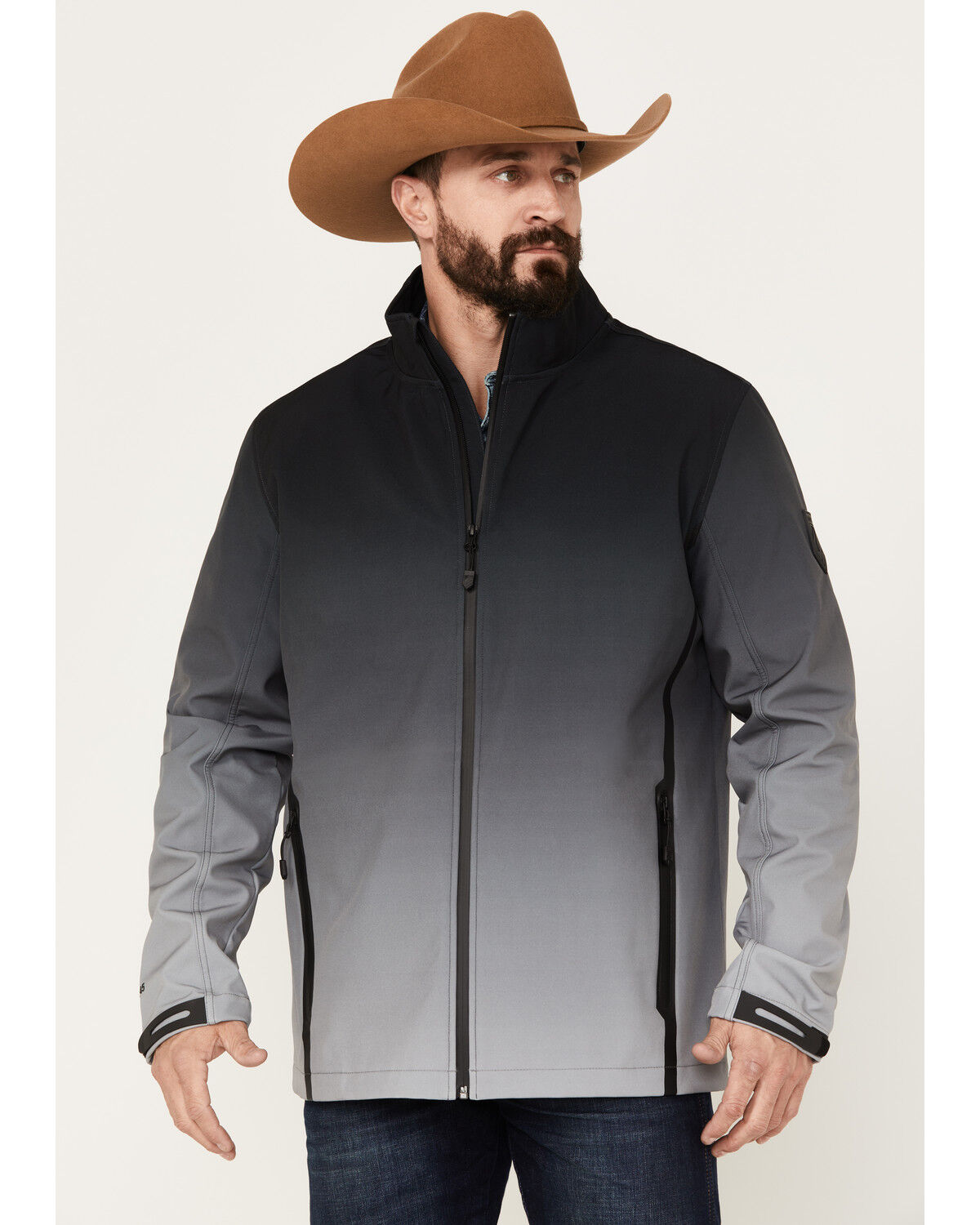 Image #1 - RANK 45® Men's Ombre Softshell Jacket, Grey, hi-res