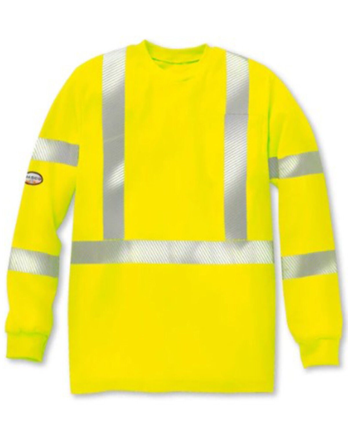 Rasco Men's FR Hi-Vis Segmented Trim Long Sleeve Work Shirt, Yellow, hi-res