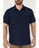 Image #3 - Brothers and Sons Men's Solid Dobby Performance Short Sleeve Button-Down Western Shirt , Navy, hi-res