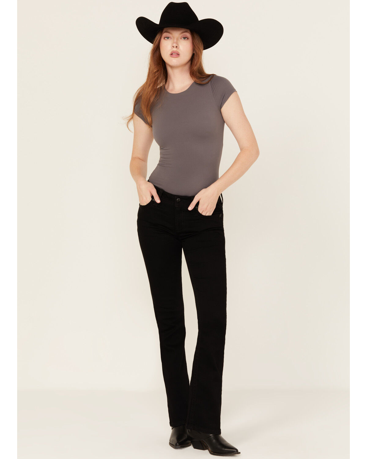 Image #3 - Miss Me Women's Wing Embroidered Mid Rise Bootcut Stretch Denim Jeans, Black, hi-res