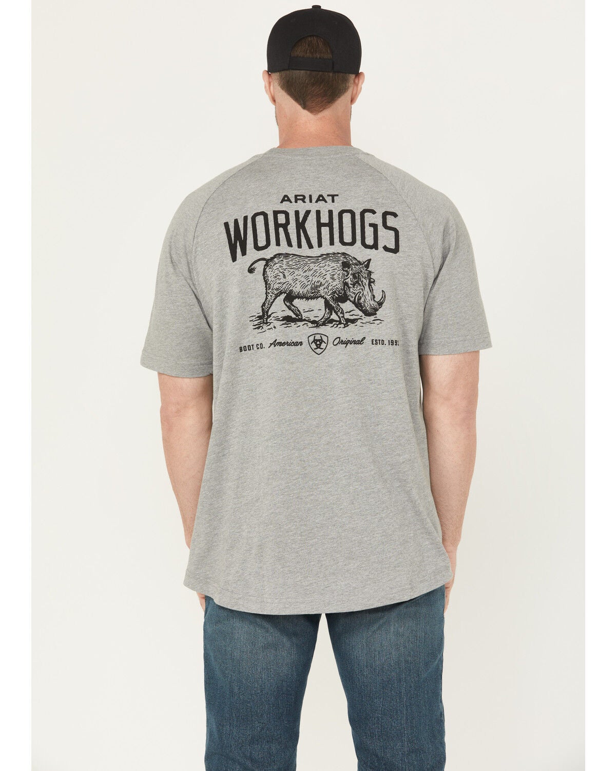 Image #1 - Ariat Men's Rebar Cotton Strong Workhog Short Sleeve Work T-Shirt, Grey, hi-res