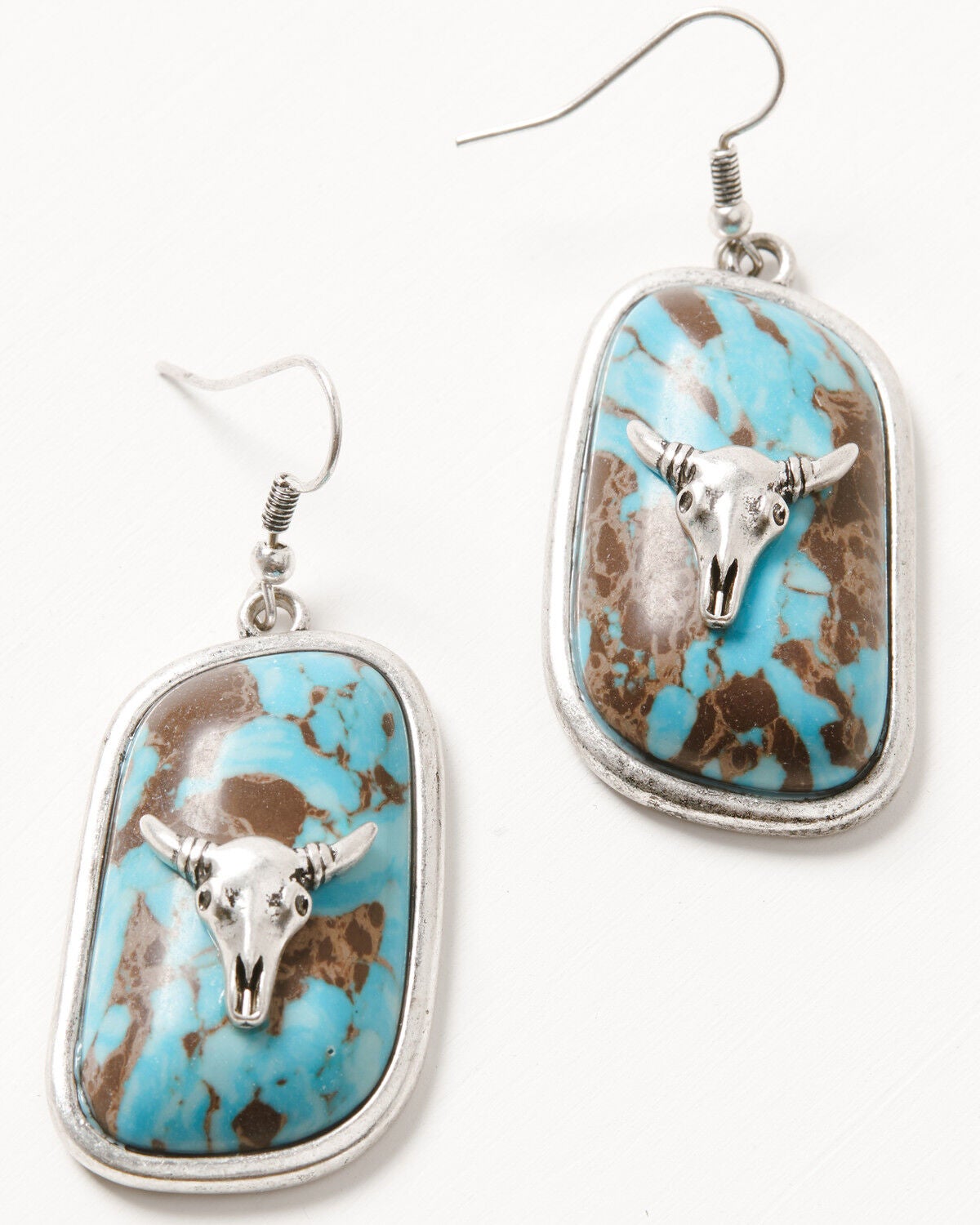 Idyllwind Women's Steer Head Drop Earrings, Silver, hi-res