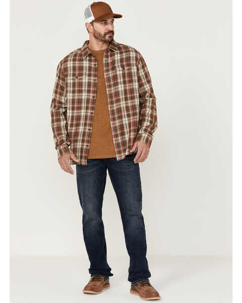 Image #2 - Brothers and Sons Men's Plaid Long Sleeve Button-Down Western Shirt , Brown, hi-res