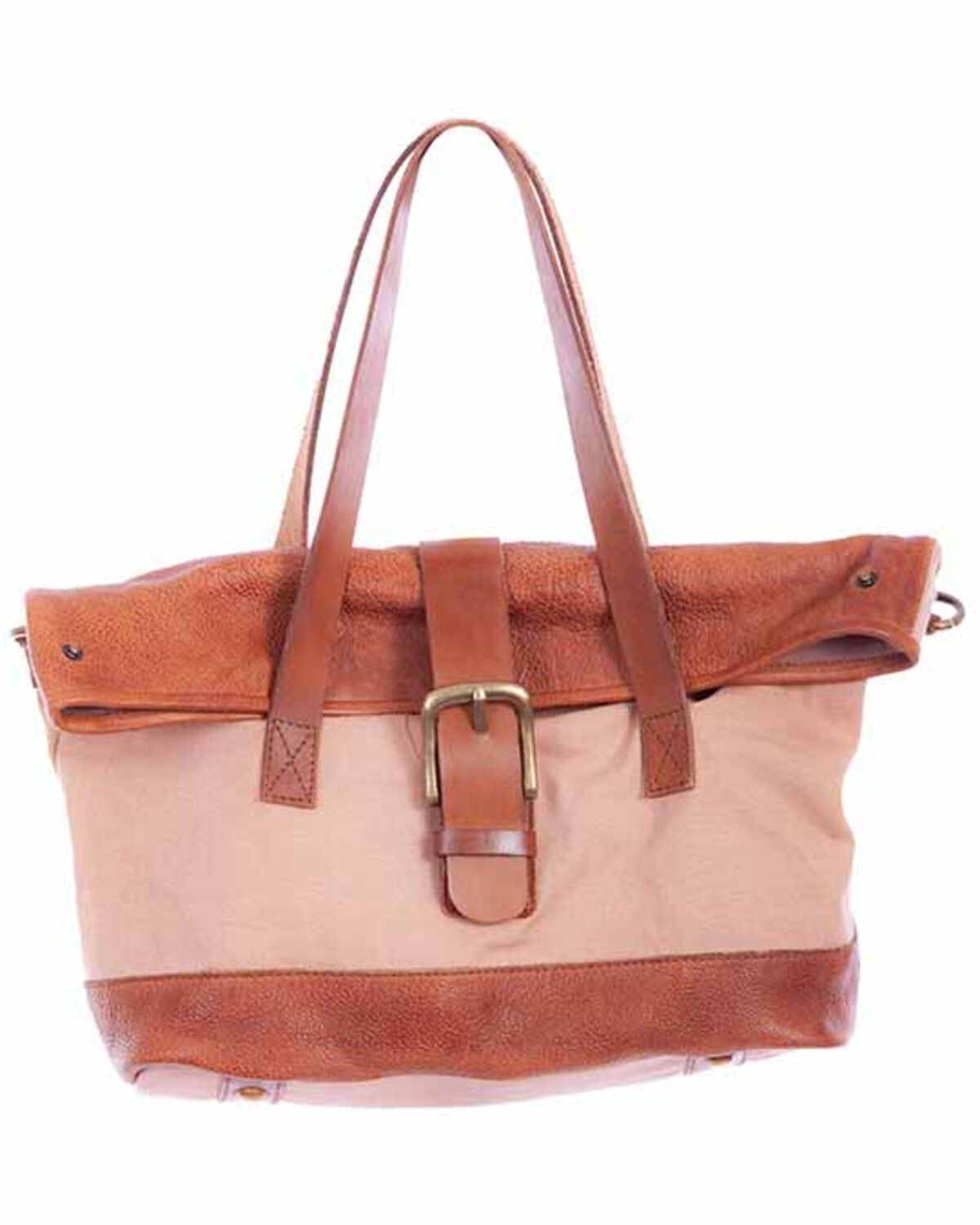 Image #1 - Scully Women's Canvas Leather Handbag, Tan, hi-res