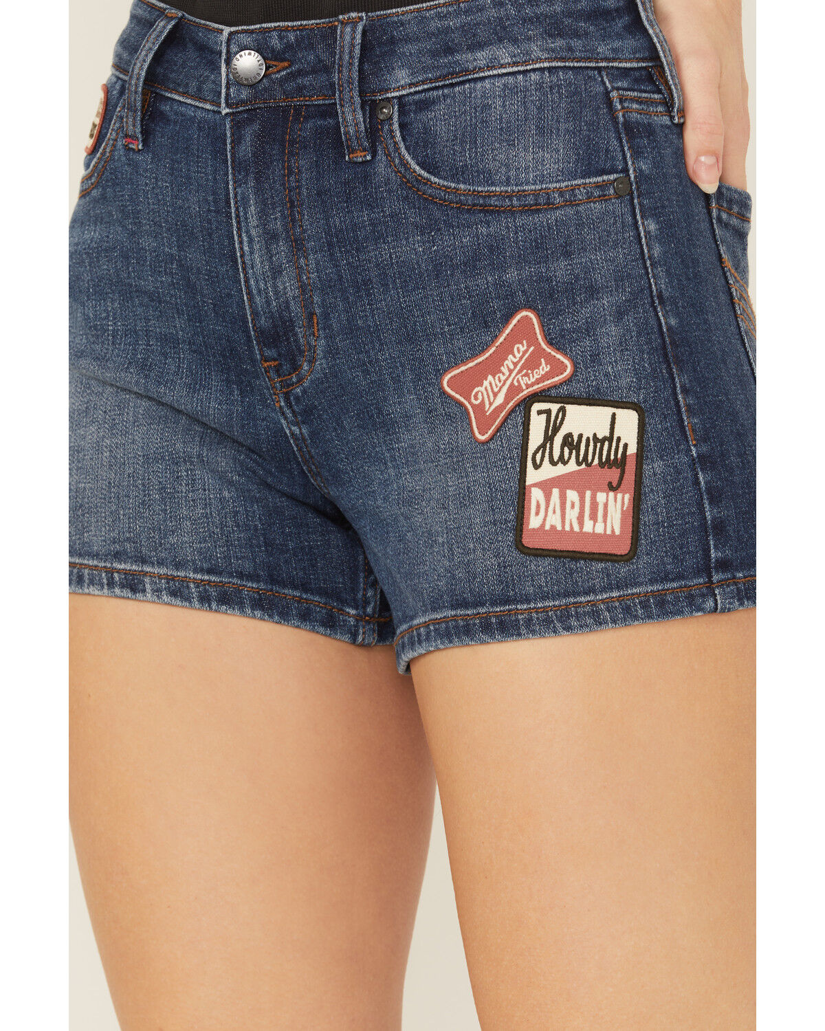 Image #2 - Idyllwind Women's Ellie Patch Dark Wash High Rise Stretch Denim Shorts, Dark Wash, hi-res