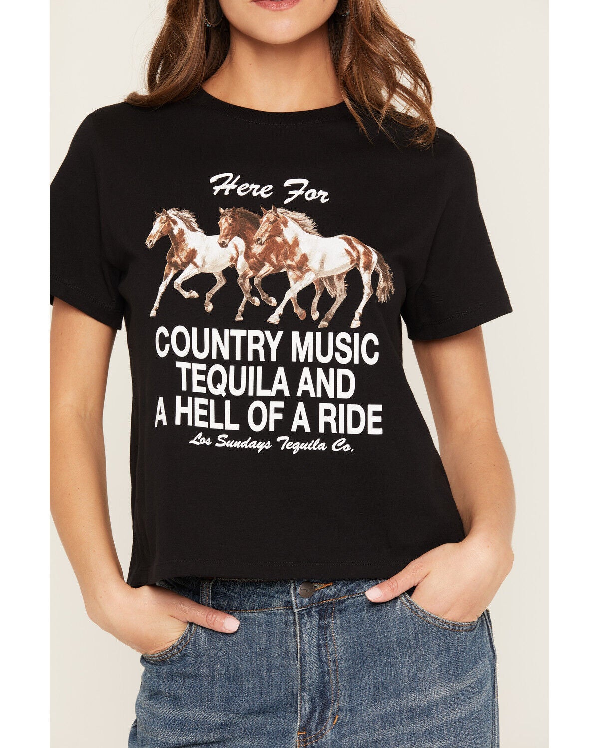 Image #3 - Los Sundays Women's Tequila & Horses Short Sleeve Graphic Tee, Black, hi-res