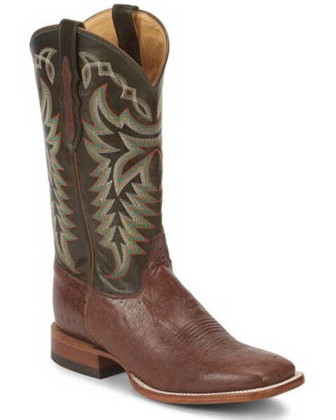 Justin Men's Pascoe Kango Smooth Ostrich Western Boots - Broad Square Toe, Brown, hi-res