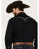 Rock 47 by Wrangler Men's Long Sleeve Embroidered Yoke Solid Snap Western Shirt - Big & Tall, Black, hi-res