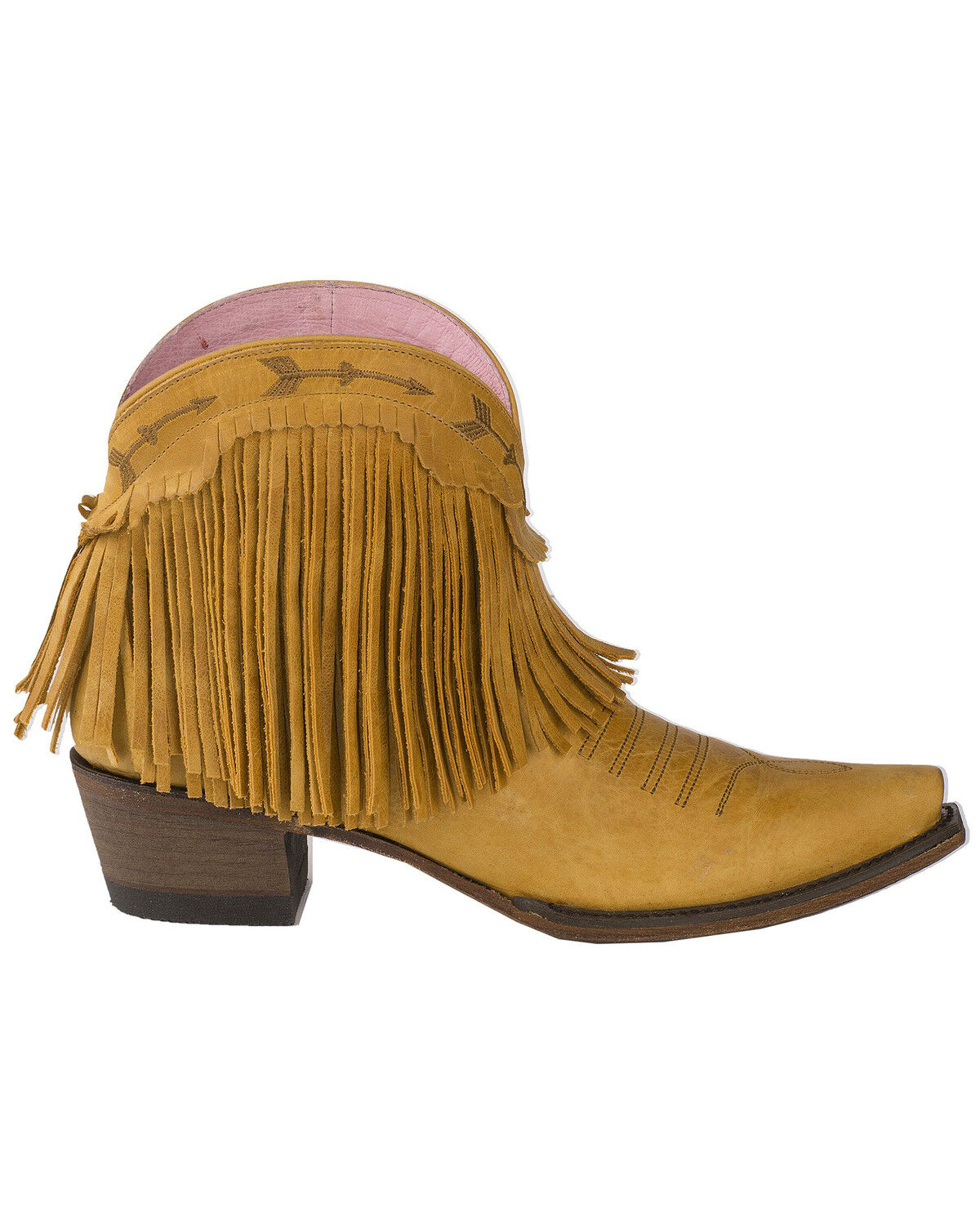 mustard fringe booties