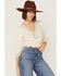 Image #1 - Lush Women's Lace Trim Blouse, Ivory, hi-res