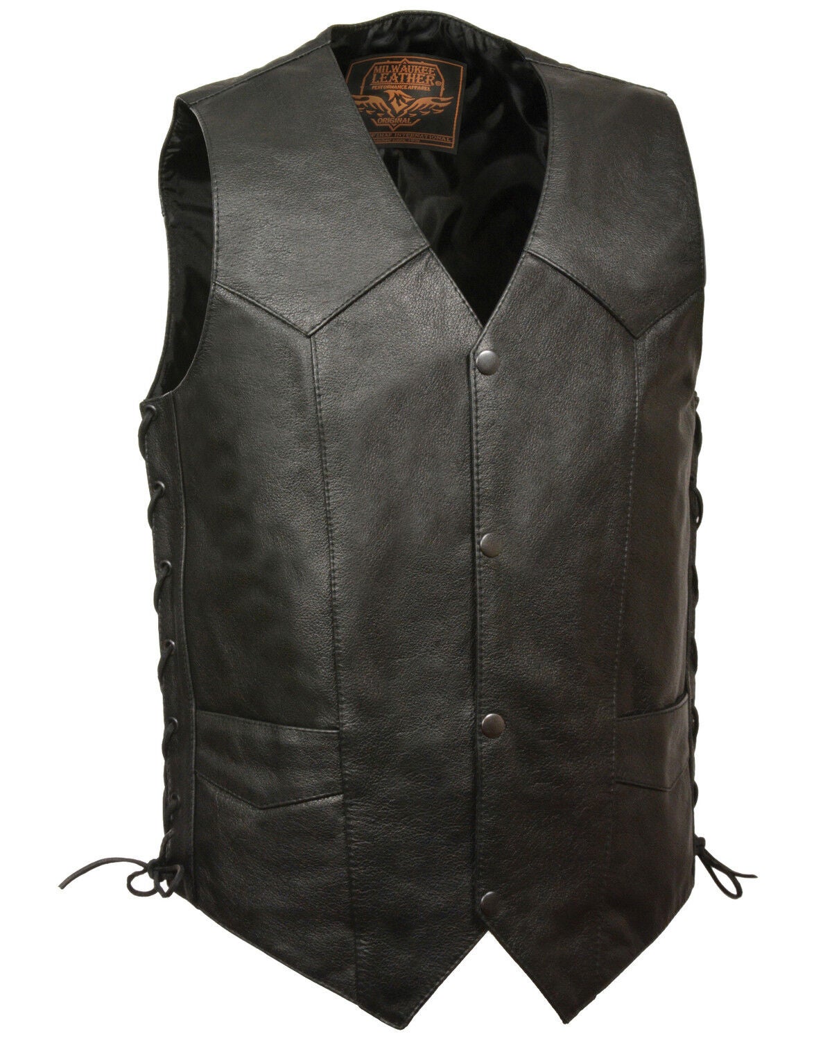 Milwaukee Leather Men's 54-56 Classic Side Lace Vest, Black, hi-res