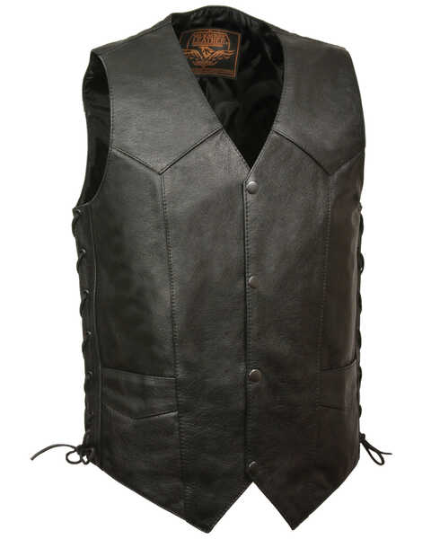 Milwaukee Leather Men's 54-56 Classic Side Lace Vest , Black, hi-res