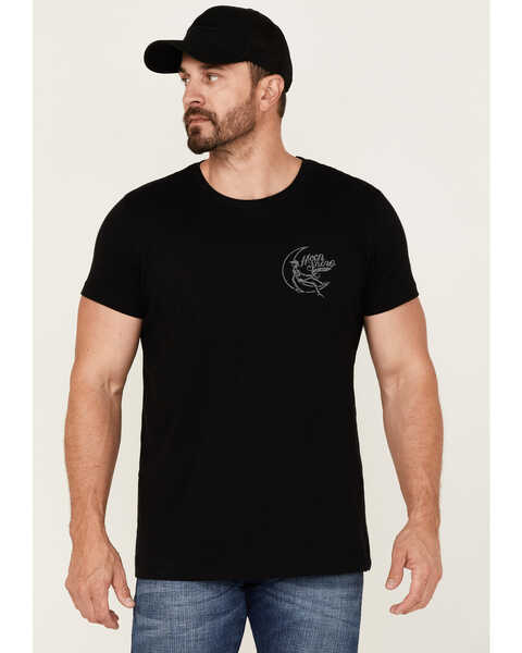 Image #1 - Moonshine Spirit Men's Man On The Moon Graphic T-Shirt , Black, hi-res