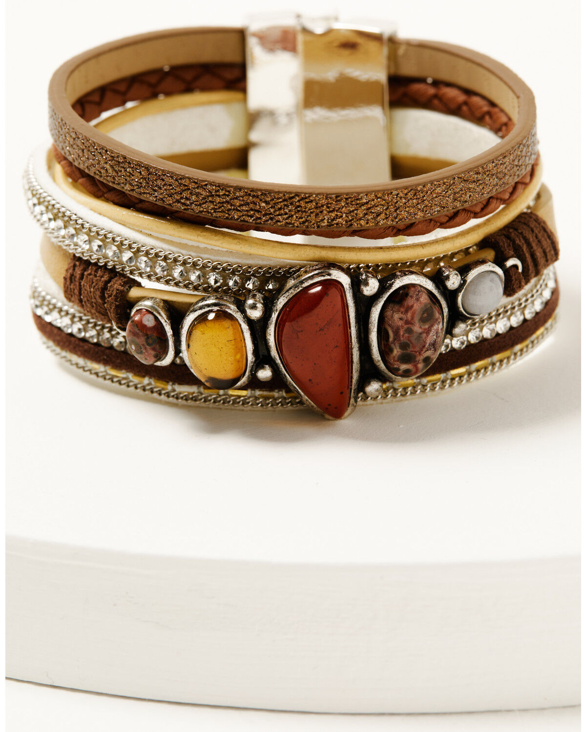 Image #2 - Shyanne Women's Desert Rose Antique Magnetic Snap Cuff Bracelet, Gold, hi-res