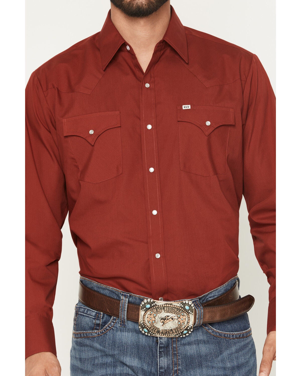 Image #3 - Ely Walker Men's Solid Long Sleeve Snap Stretch Western Shirt - Big, , hi-res