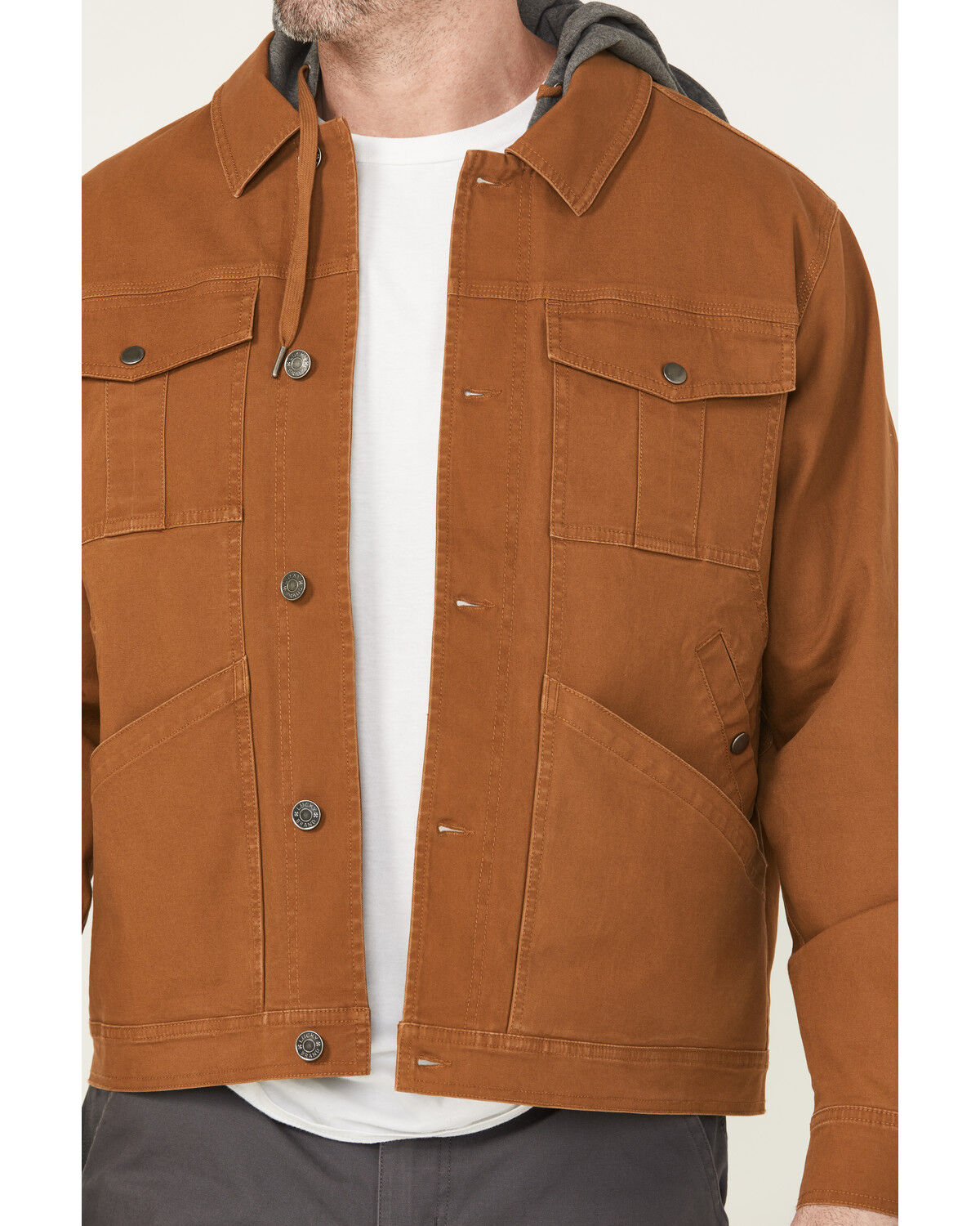 Image #3 - Lucky Brand Workwear Men's Canvas Hooded Trucker Jacket, Bronze, hi-res