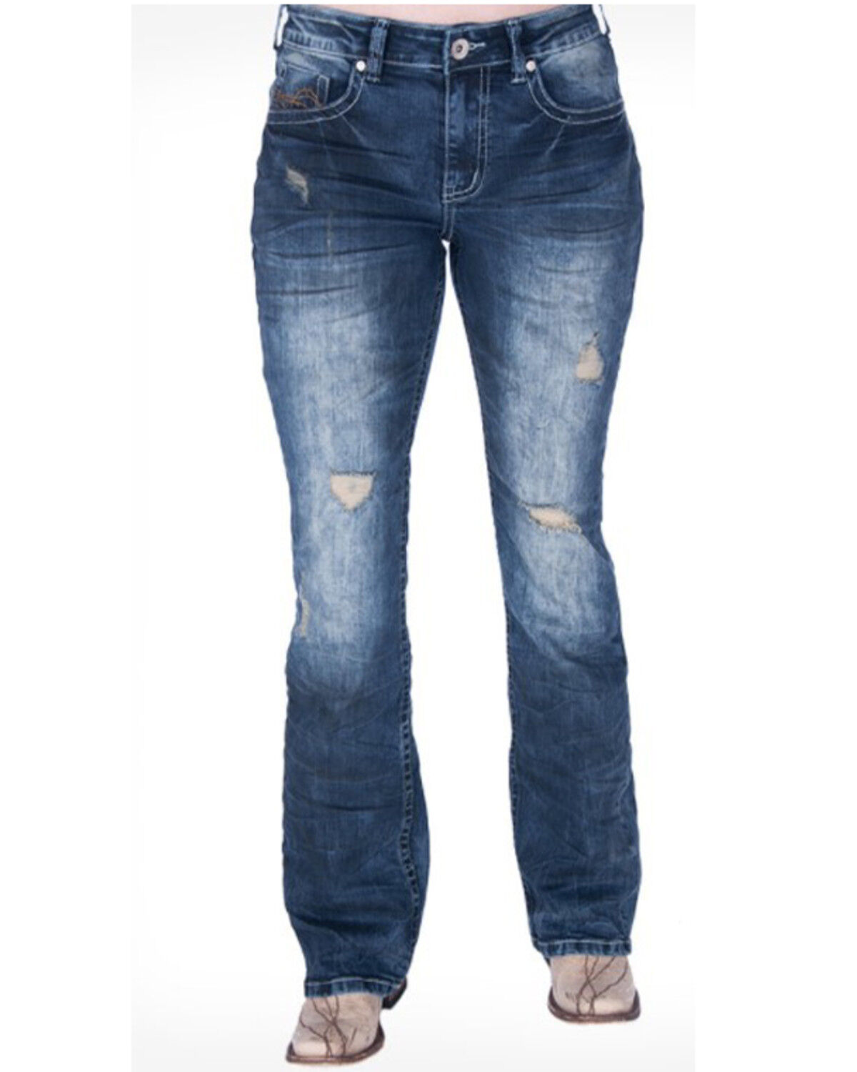 Image #1 - Cowgirl Tuff Women's Down N' Dirty Bootcut Jeans, Blue, hi-res