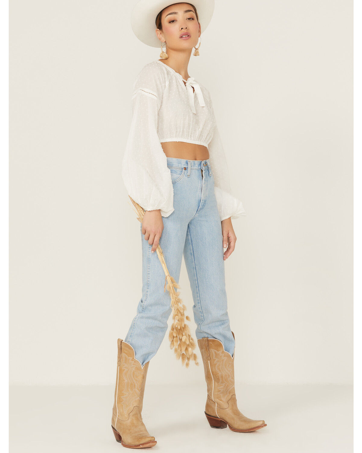 Image #1 - Shyanne Women's Swiss Dot Keyhole Crop Top, White, hi-res