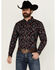 Image #1 - RANK 45® Men's Hilsborrow Southwester Print Long Sleeve Button-Down Stretch Western Shirt, Dark Blue, hi-res