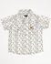 Image #1 - Cowboy Hardware Toddler Boys' Cow Skull Print Short Sleeve Snap Stretch Western Shirt, White, hi-res