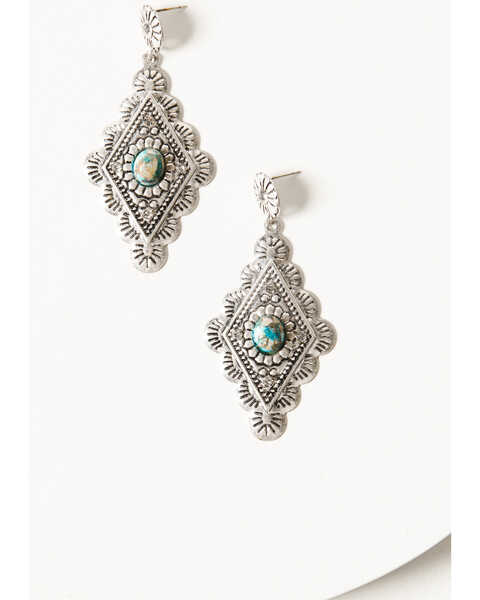 Image #1 - Shyanne Women's Mystic Summer Etched Concho Earrings, Silver, hi-res