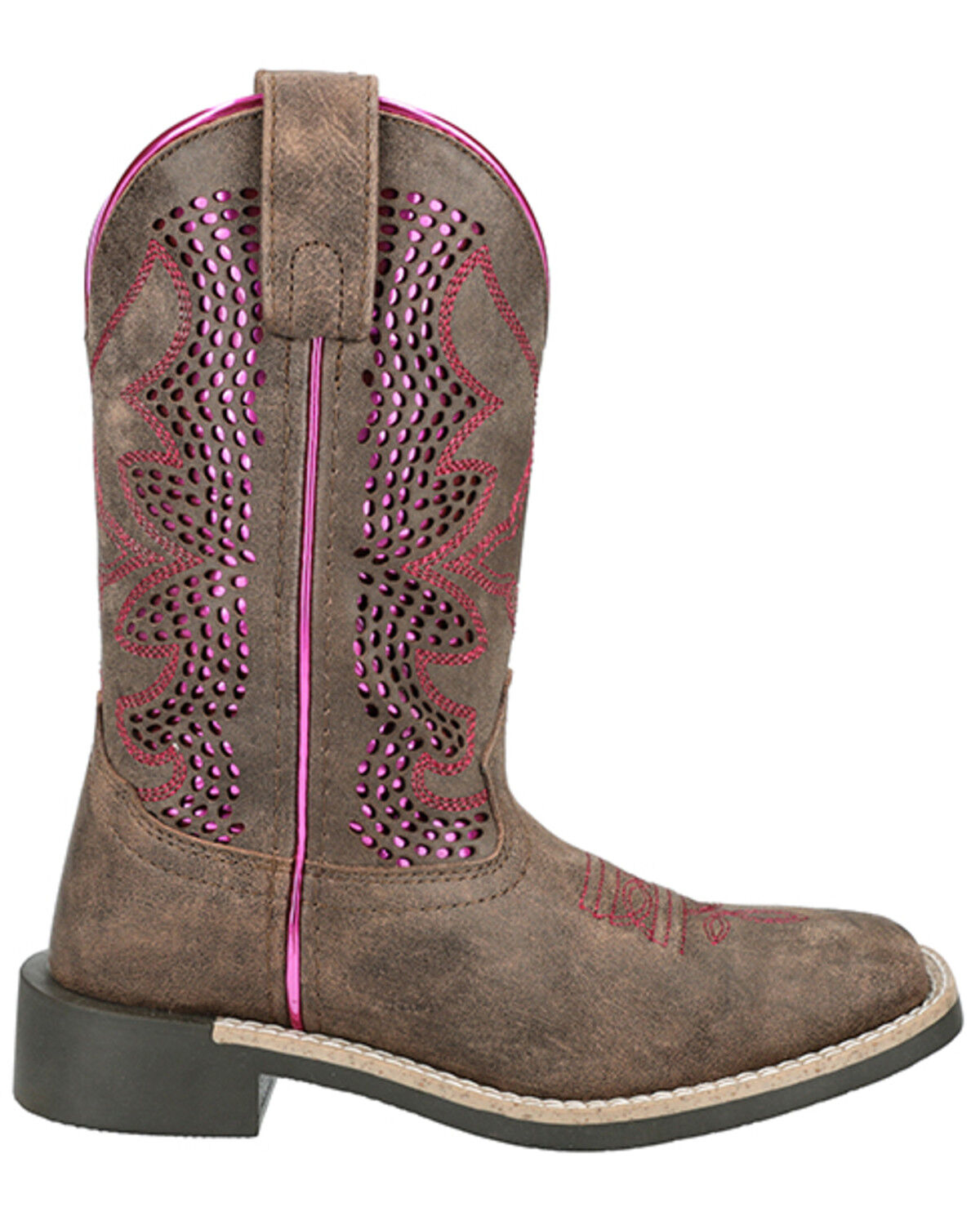 Image #2 - Smoky Mountain Girls' Willow Western Boots - Broad Square Toe, Brown, hi-res