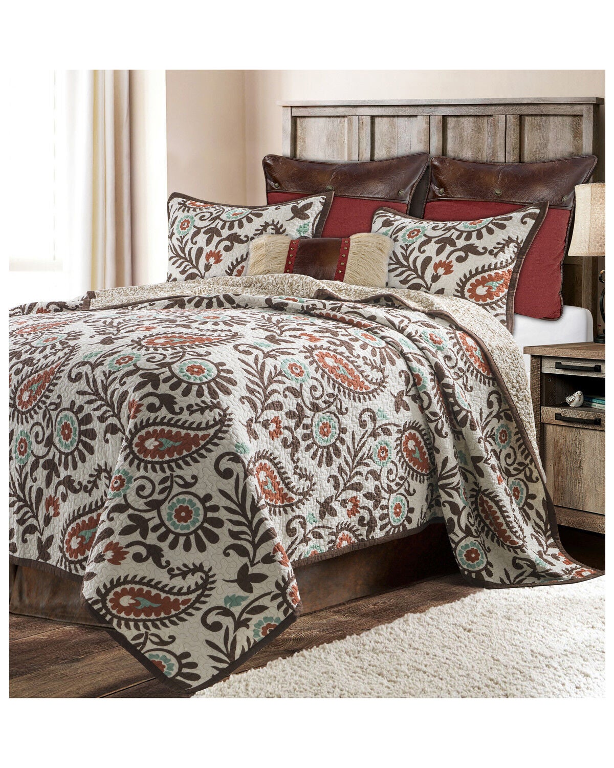 HiEnd Accents Rebecca Twin Quilt Set - 3 Piece, Red, hi-res