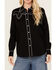 Image #2 - Panhandle Women's Retro Studded Long Sleeve Snap Western Shirt, Black, hi-res