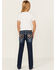 Image #3 - Shyanne Girls' Medium Wash Cowhide Patch Pocket Stretch Bootcut Jeans , Blue, hi-res