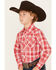 Image #2 - Wrangler Retro Boys' Plaid Print Long Sleeve Snap Shirt, Red, hi-res