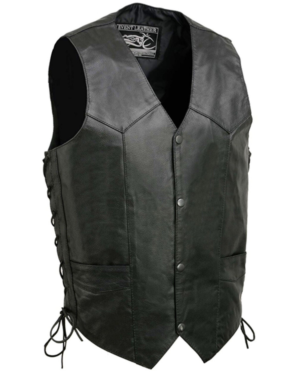 Milwaukee Leather Men's 3X Classic Side Lace Biker Vest - Big, Black, hi-res
