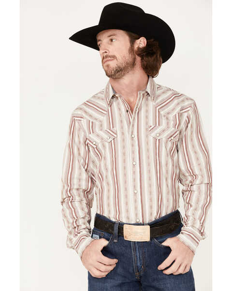 Image #1 - Cody James Men's Alpina Striped Long Sleeve Snap Western Shirt , Cream, hi-res