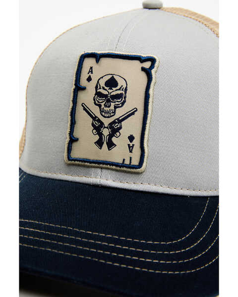 Image #2 - Cody James Men's Pistol Playing Card Embroidered Mesh Back Ball Cap, Blue, hi-res