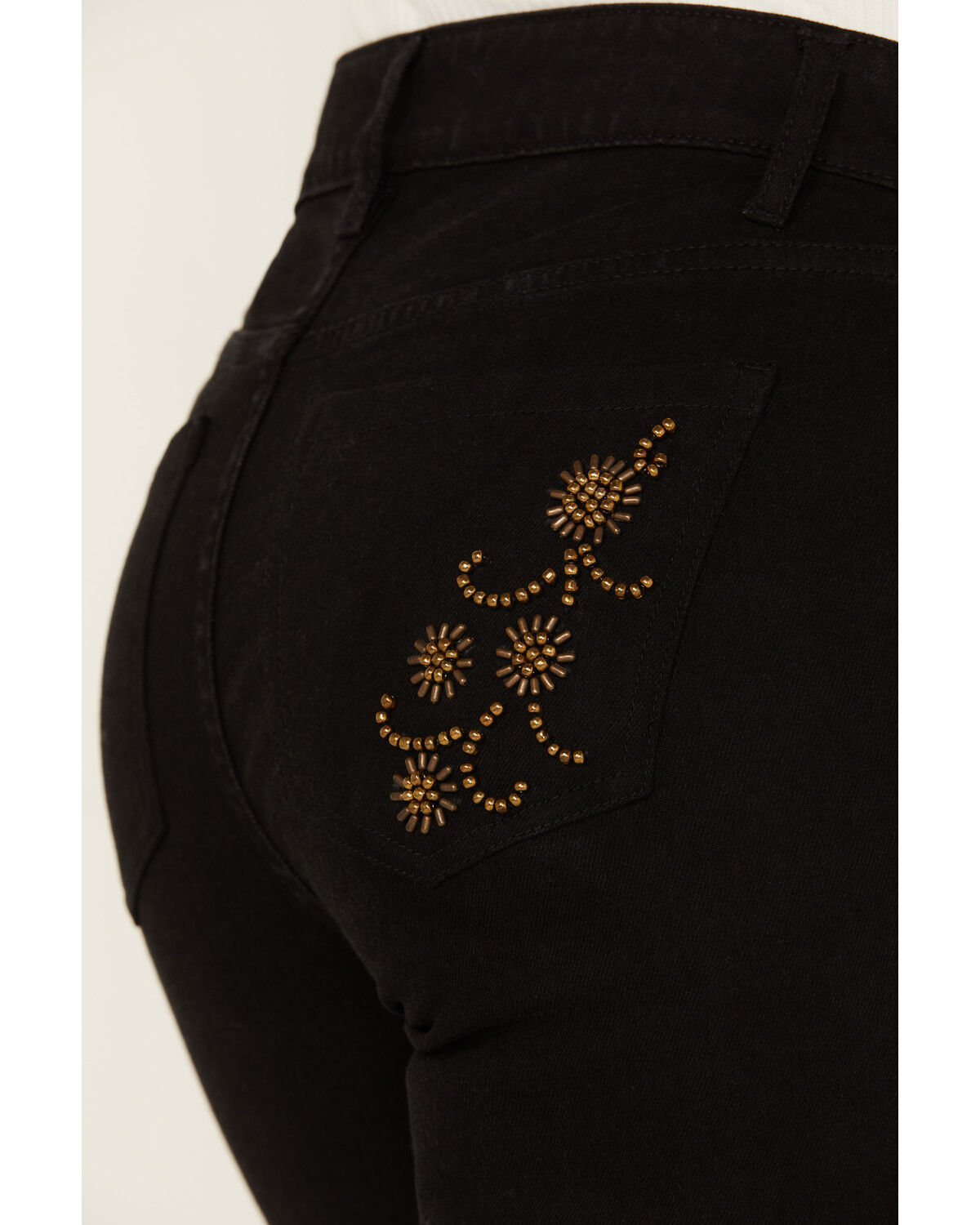 Image #4 - Shyanne Women's Sand Palm High Rise Embellished Flare Jeans, Black, hi-res