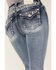 Miss Me Women's Medium Wash Mid Rise Floral Sequins Bootcut Jeans, Medium Blue, hi-res