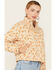 Image #1 - Sadie & Sage Women's Marigold Fields Floral Print Corduroy Puffer Jacket , Cream, hi-res
