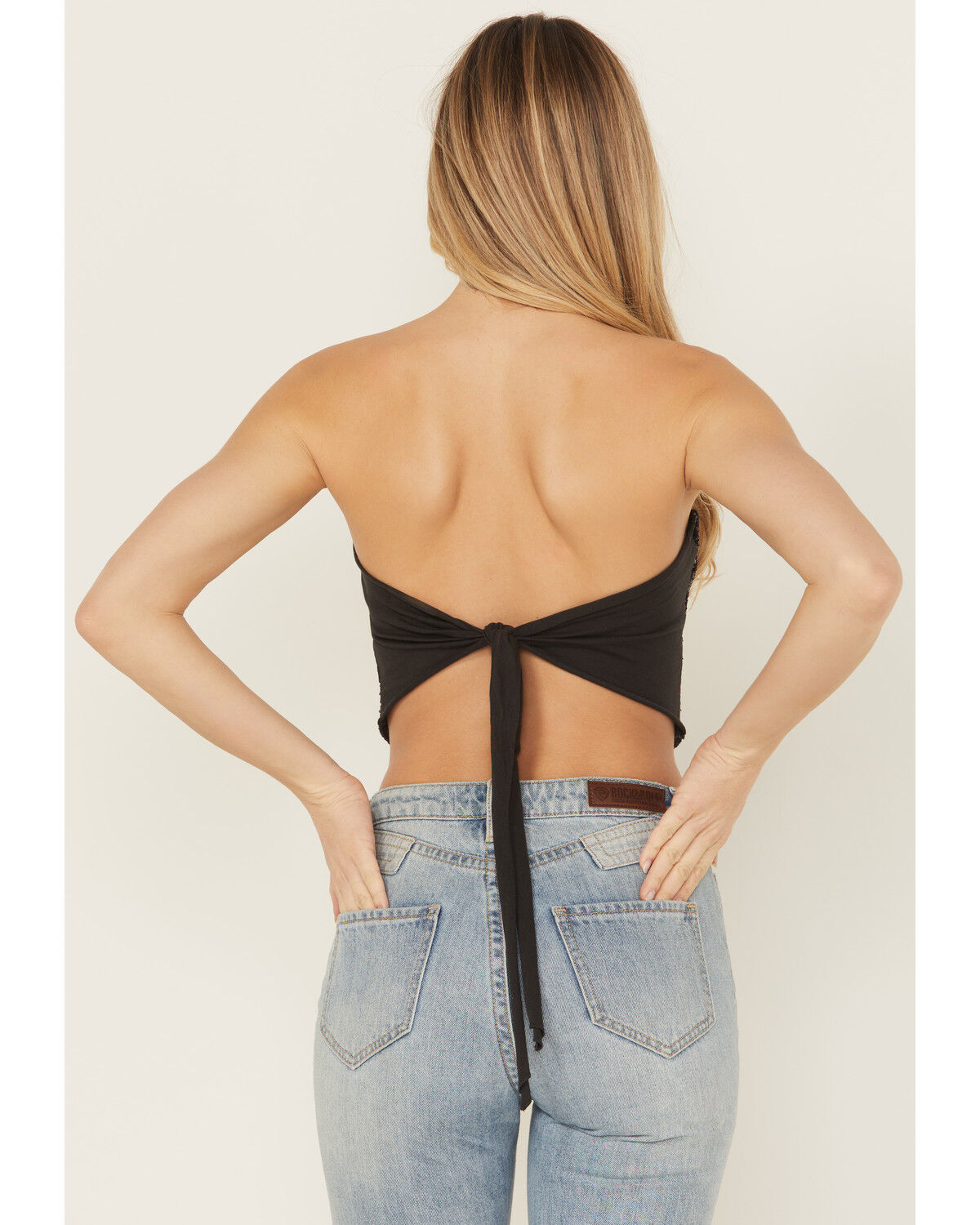 Image #4 - Originality Women's Sequin Strapless Graphic Bandana Top, Black, hi-res