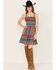 Angie Women's Multi Border Print Tier Dress, Multi, hi-res