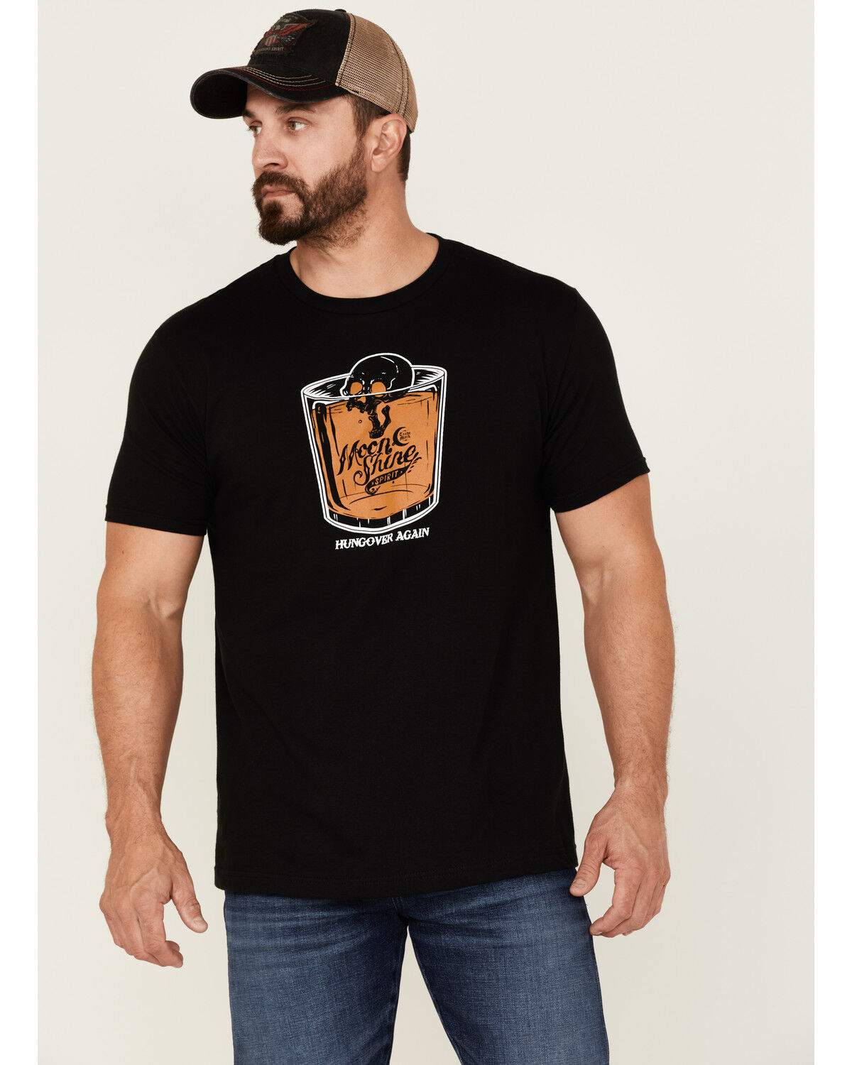 Image #1 - Moonshine Spirit Men's Hungover Again Graphic T-Shirt, Black, hi-res