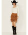 Image #1 - Vocal Women's Studded Fringe Skirt , Camel, hi-res