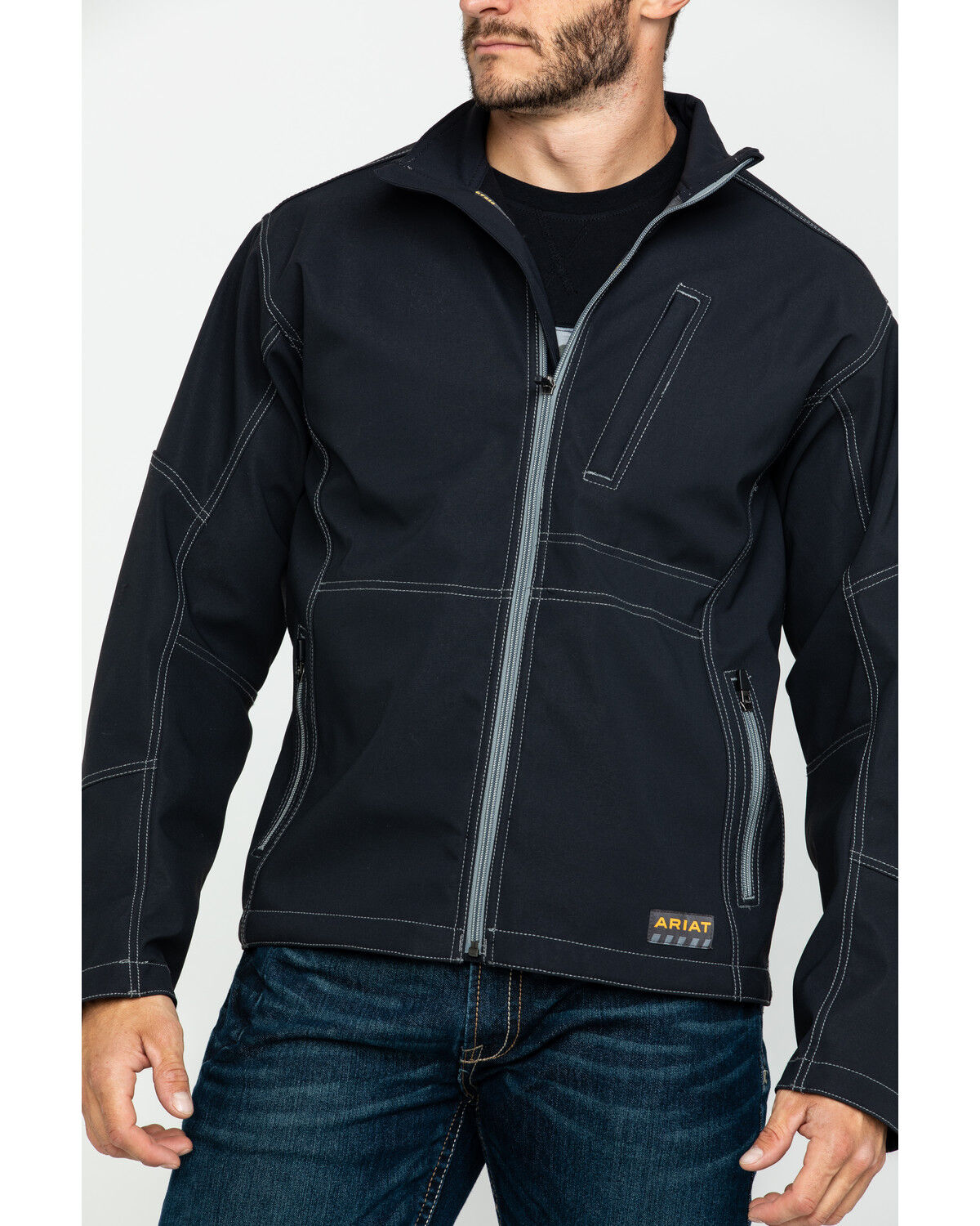Image #4 - Ariat Men's Rebar Canvas Softshell Work Jacket, Black, hi-res